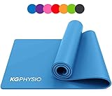 KG Physio Yogamatte Rutschfest - Sportmatte, Gymnastikmatte, Fitnessmatte, Trainingsmatte mit Tragegurt - Schadstofffrei Yoga Matte Ideal für Sport, Fitness Yoga zuhause - 183cm x 60cm x 10mm - Blau