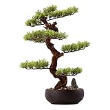 zlw-Shop Künstliche Pflanzen Künstliche einladende Kiefer Bonsai Baum Keramik Blumentopf Kiesel Künstliche Konifere Büro Künstliche Pflanze Zuhause Wohnzimmer Dekoration Künstliche Flora