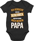 Shirtracer Statement Sprüche Baby - Ich versuche Mich zu benehmen Papa orange - 3/6 Monate - Schwarz - i Love Daddy Baby-Kleidung - BZ10 - Baby Body Kurzarm für Jungen und Mädchen