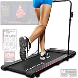 Sportstech DFT100 Laufband für Zuhause & Büro Easy Verstaubar | Eingebauter Bluetooth-Lautsprecher & APP | Walking Pad Fernbedienung | Klappbare Haltestange & Extra Leise für Fitness bis 8 km/h