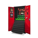 Werkzeugschrank TC007 Werkstattschrank Garagenschrank Universalschrank Lagerschrank Pulverbeschichtet Flügeltüren Stahlblech 185 cm x 92 cm x 50 cm (anthrazit/rot)