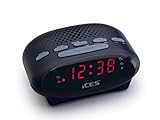 iCES ICR-210 Uhrenradio - Radiowecker mit 2 Weckzeiten - PLL FM - Schlummerfunktion - Sleeptimer - Gangreserve - schwarz, klein, black