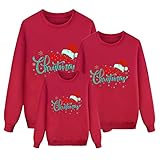 Weihnachtspullover Familie Set Herren mit Rentiermuster Christmas Pullis Winterpullover Langarm Strickpullover Weihnachtspullis Sweatshirt Weihnacht Sweatshirt Kinder Mädchen Damen Herren