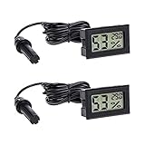 RUIZHI 2 Pcs Thermometer Innen ,Thermometer für Innenräume,Mini LCD Digital Thermometer Hygrometer,Thermometer mit Luftfeuchtigkeitsmesser für Reptil Inkubator Aquarium Brutapparate