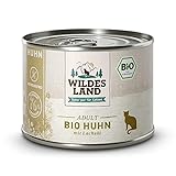 Wildes Land - Nassfutter für Katzen - Nr. 3 Huhn PUR - Bio - 12 x 200 g - Aus kontrolliertem biologischen Anbau - Getreidefrei - Extra viel Fleisch