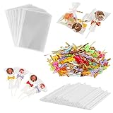 300 Stück Cake Pop Stiele Set, Diealles Shine 100 Cake Pop Sticks, 100 Cellophantüten Klar Klein mit 100 Twist Krawatten für Geschenkverpackung Süßigkeiten Lollipop