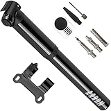 AARON Pocket One Mini Fahrradpumpe für alle Ventile - kompakte Luftpumpe passend für jeden Rahmen - Handpumpe für unterwegs mit gratis Pannenset - Rad Pumpe in schwarz/grau