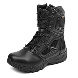 IODSON 8'' Leicht kampfstiefel schwarz，springerstiefel motorradstiefel einsatzstiefel herren&damen mit seitlichen Reißverschlüssen