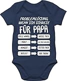 Shirtracer Vatertagsgeschenk Baby Papa Geschenk - Problemlösung wenn ich Schreie für Papa weiß - 1/3 Monate - Navy Blau - Body Anleitung für Papa - BZ10 - Baby Body Kurzarm für Jungen und Mädchen