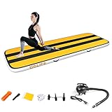 CCLIFE Aufblasbare Track Tumbling Matte 3m 4m 5m mit elektrischer Luftpumpe Air Turnmatte Trainingsmatte Gymnastik-Luftbahn, Farbe:300x100x10cm Bumblebee