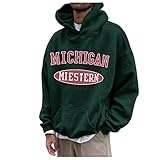 Hoodie Herren Reißverschluss 4xlKapuzenjacke Fleece Hoodie Longsleeve Freizeit Lose Sportswear Sportlicher Sweatshirt Pullover Vintage Drucken Oberteile Bequemes Passform Sweatjacke Wintermantel