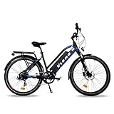 URBANBIKER Viena Trekking E Bike Blau 28'. Motor 250W, herausnehmbarer Lithium Akku 840 WH (48v 17,5Ah), für Damen und Herren, All Terrain E-Bike