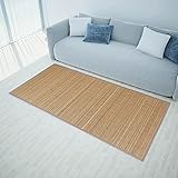 Gecheer Bambusteppich für Bad Schlafzimmer und Wohnzimmer 160 x 230 cm Braun | Bambus Teppich Bambusmatte mit rutschfeste Unterseite