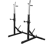 GORILLA SPORTS® Langhantelablage - 79 x 150-190 x 133 cm, Verstellbar, mit Dip-Griffen, bis 250 kg belastbar - Squat Rack, Kniebeugenständer, Langhantelständer, Hantelständer, Hantelablage