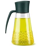 ChuerTech Ölflasche mit Ausgießer, Auto Flip Olivenöl Spender mit Automatischem Deckel, Tropffreier Auslauffreier Auslauf für Küche Kochen - 630ML/Grün