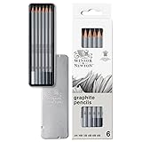 Winsor & Newton 490006 präzisions Bleistifte - Graphic , 6 Skizzierstifte in der Metallbox sortiert, 2H, HB, 2B, 4B, 6B, 8B