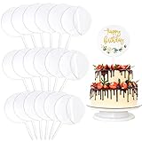 Acryl Kuchen Topper Tortenstecker - Vegena 25 Stück Acryl Cake Topper Blanko DIY Kuchen Dekoration Klare Runde Acryl-Kuchenaufsätze für Geburtstag Hochzeit Taufe Kommunion Personalisiert