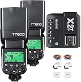 2 Pack Godox TT600 Blitz für Nikon, GN60 HSS 1/8000s 2.4G Wireless X-System Kamerablitz Speedlite mit X2T-N Auslösesender, Kamera Blitz Kompatibel für Canon Nikon Olympus Fujifilm Panasonic