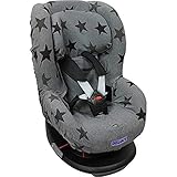 Original Dooky Grey Stars Sitzbezug für Kindersitz universale Passform für viele gängige Modelle Altersgruppe 1+ 9 - 18kg für 3 und 5 Punkt Gurtsystem, grau