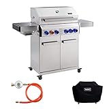 TAINO PLATINUM Gasgrill Set mit Abdeckhaube und Regler Grill-Set Edelstahl Piezozündung Sear-Burner (PLATINUM 4+2 Set)