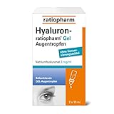 Hyaluron-ratiopharm Gel Augentropfen: Intensive Befeuchtung für trockene Augen, verträglich mit weichen und harten Kontaktlinsen, 2 x 10 ml