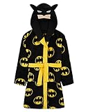 DC Comics Batman Bademantel Kinder Jungen, Fleece Morgenmantel Jungen Dressing Gown mit Kapuze (5-6 Jahre, Schwarz)