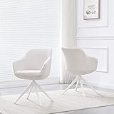 B&D home Esszimmerstuhl drehbar, Drehstuhl Esszimmer, Schalenstuhl gepolstert, Design Stuhl, Polsterstuhl für Esszimmer, Wohnzimmer und Arbeitszimmer, Webstoff Creme, 1 Stück