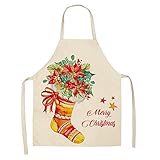 ZhungZaoh Weihnachten Schürze Weihnachtsschürzen Küche Kochschürze Schneemann Rentier Küchenschürze Rot Latzschürze für Weihnachtensparty Heiligabend Chef (A-5, B)