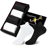 Amazon Brand-HIKARO Sneaker Socken, 6 Paare Laufsocken Knöchelsocken für Herren und Damen, Baumwoll Atmungsaktiv Söckchen, Schwarz weiß, 37-42 43-46