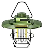 Tragbare geführte Camping-Lichter, Outdoor Camp Zelt Hang Licht Wiederaufladbare Retro Camping Lampe, wasserdichte Camping Lampen für Outdoor Camping Wandern Notfall,Grün