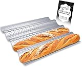 Walfos Baguette Backform, Antihaft-perforierte französische Baguette-Brotform, 4 Wellen-Laibe-Laib-Backform Toast-perforierte Koch-Bäcker-Form