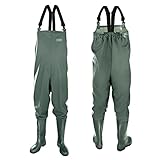 CLIMBR Wathose Herren Damen Anglerhose mit Stiefel Gr 36-47 wasserdichte Watthosen Teich Fischer Watstiefel Hose (40)