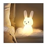 SOLIDEE Bunny Nachtlicht Baby mit 7 Lichtwechsel |Tap Control |USB-Aufladung und Timing Funktion Nachttischlampe Kinderzimmer Deko Halloween-Geschenke Schlaflichter Silikon Nachtlicht Kinder