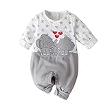 YEBIRAL Baby Mädchen Junge Langarm Strampler Neugeboren Elefanten Druckn Outfits Set Babykleidung Lustig Patchwork Spielanzug Baumwolle Strampelanzug für Frühling und Herbst Schlafanzug