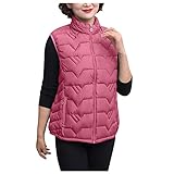 Dream Room Winterweste Damen Reitjacke Winter Damen Weste Leicht Stehkragen Weste Steppweste Mit ReißVerschluss ÄRmellose Oberteile Tops Coat Jacke Outdoor,Pink-2,L