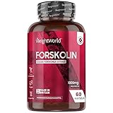 Forskolin Kapseln - 1000mg Coleus Forskohlii Extrakt - 60 Kapseln - Für Veganer & Vegetarier geeignet - Buntnessel Extrakt - 100% Natürlich & Getestete Zutaten - Von WeightWorld