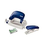 Leitz Mini Heftgerät und Locher-Set, Für 10 Blatt, Ergonomische Form, Blau, NeXXt-Serie, 55076035