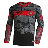 O'NEAL | Motocross-Shirt langarm | Kinder | MX MTB Mountainbike | Leichtes Material, ergonomischer Slim Fit Schnitt für perfekte Passform | Element Youth Jersey Camo V.22 | Schwarz Rot | L