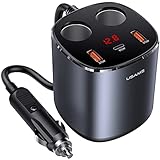 245W USB C Auto Ladegerät Zigarettenanzünder Verteiler: [PD & Dual QC 3.0] KFZ Autoladegerät 2 Fach 12V/24V Steckdose Splitter Adapter für iPhone Samsung Galaxy Huawei iPad Tablet Laptop GPS Dash Cam