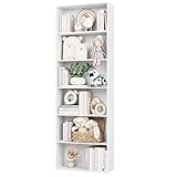 180 cm Bücherregal mit 6 Fächern Büroregal Standregal Raumteiler CD DVD Regal Organizer Küchenregal für Wohnzimmer Büro weiß