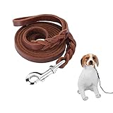 Leder Hundeleine, 2.1 m/6.9 ft Lederleine für Hunde Starke und Weiche Hunde Lederleine Hochwertig Langlebig Gehleine Trainingsleine für Mittlere Große Hunde