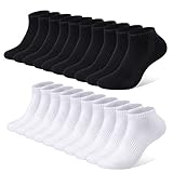 FALARY Sneaker Socken Herren Damen Sportsocken 10Paar Atmungsaktives Laufsocken Baumwollsocken Kurze Halbsocken 43-46 Schwarz Weiß