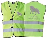 Generisch Warnweste Sicherheitsweste ACHTUNG! Reiter & Pferd mit reflektierendem Aufdruck 8 Farben 5 Größen (L, Lime)