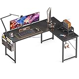 ODK Gaming Tisch, Eckschreibtisch, Gaming Schreibtisch, Eckschreibtisch Schwarz, Eckschreibtisch Gaming mit Monitorablage und Aufbewahrungstasche, 146×120×76 cm