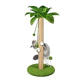 Dohump Kratzstamm, 84cm Kratzsäule für Katzen, Natürlichem Sisalseil Kratzbaum, Zwei Interaktiven Hängenden Bällen und Frühling Spielzeugball für Kätzchen und Katzen im Haus