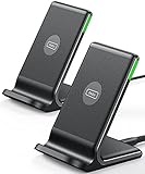 INIU Wireless Charger [2 Pack], 15W Schnellladeständer Kabellose Ladestation Qi-Zertifiziert Ladegerät Kompatibel mit iPhone 14 13 12 Mini 11 Pro Max Xr X 8 Samsung Galaxy S22 S21 S20 S10 Google usw