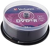 Verbatim DVD+R 16x Matt Silver 4.7GB, 25er Pack Spindel, DVD Rohlinge, 16-fache Brenngeschwindigkeit & Hardcoat Scratch Guard, DVD leer, Rohlinge DVD, DVD Rohlinge Spinde