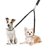 Nasjac Doppelte Hundeleine, kein Verheddern 360° drehbarer Splitter Doppelleine fur Zwei Hunde, verstellbare stoßdämpfende Bungee-reflektierende Leine für Hunde klein mittlere und große Lauftraining