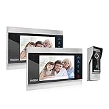 TMEZON Video Türsprechanlage Türklingel Intercom System, 2x1080P 7 Zoll Monitor mit Verdrahtet Klingel, 4 Draht Technik,Touch-Taste, Nachtsicht, automatisch Snapshot/Aufnahme,1 Familie