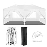 Pavillon 3x6m Faltpavillon Wasserdicht Pavillion Gartenzelt Bierzelt Pavillon UV-Schutz 50+ mit 6 Seitenwänden,für Garten, Feiern ,Flohmarkt (3x6m mit 6 Seitenteilen, Weiß)